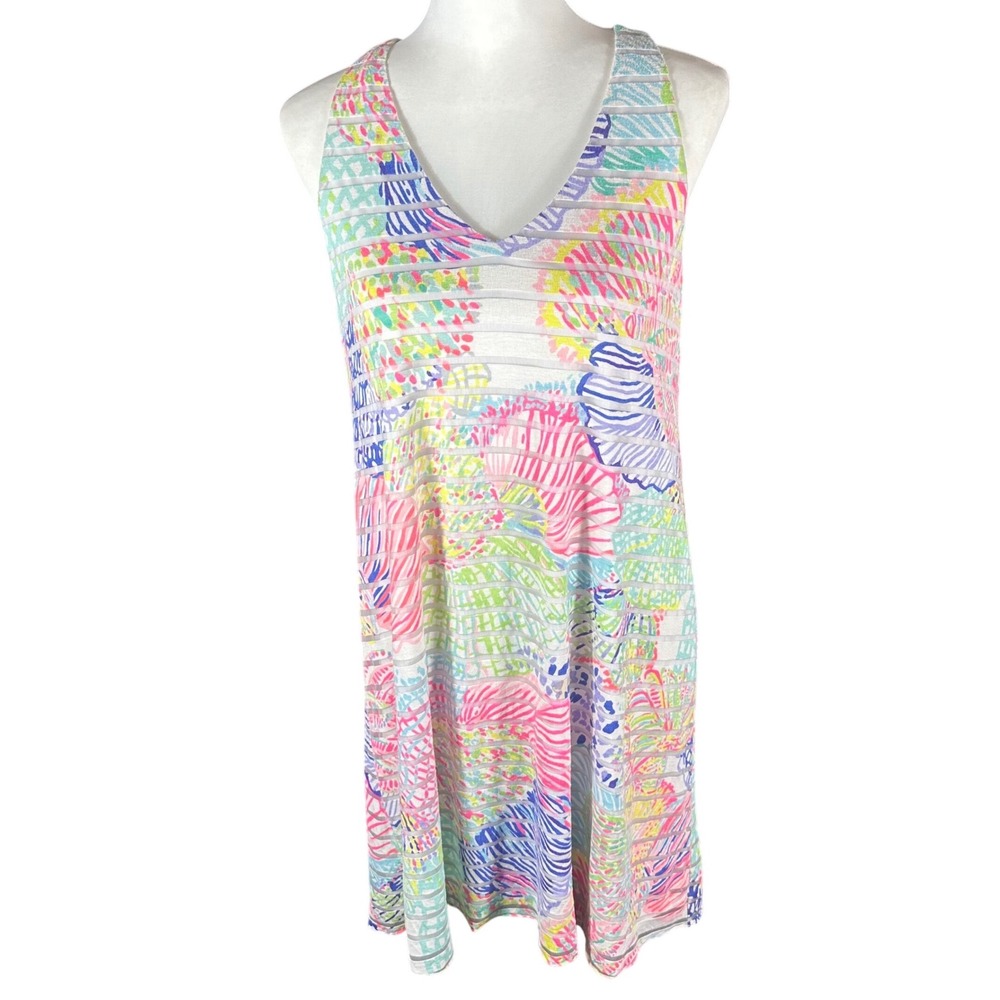 Lilly Pulitzer Montego Dress Women's Medium Multi Color "Roar of the Sea" Print